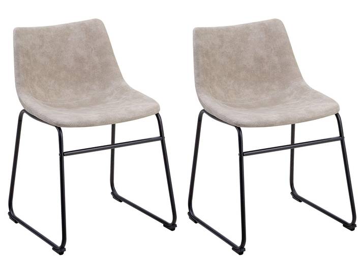 BELIANI Stuhl 2er Set Beige Polsterbezug Retro-Design