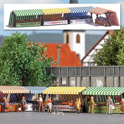 Busch 1824 H0 4 Marktstände Bausatz