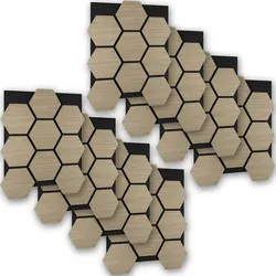 TecTake GmbH tectake 8 Akustikpaneele Sonic Shield, Schallabsorption, Filzstoff und Holzwaben, 76x62x1,8cm, Eiche dunkel
