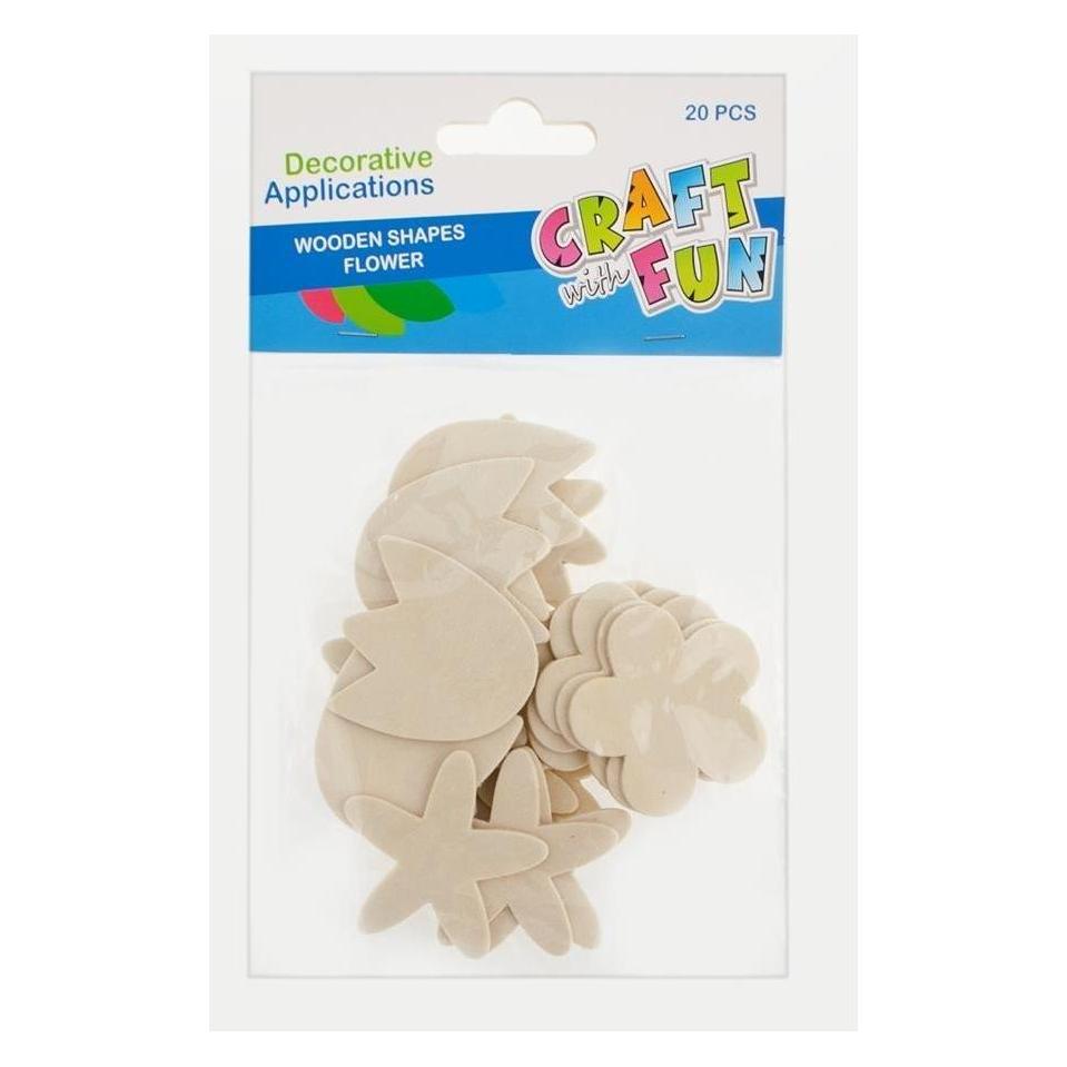 Craft with Fun Holzdeckdekoration mit Naturblumen, 20 Stück (41916652)