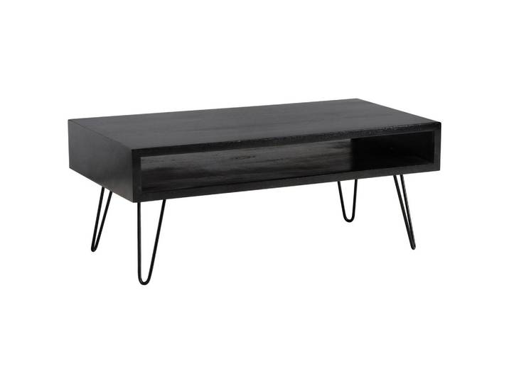 Mid.you Couchtisch, Schwarz, Holz, Mangoholz, massiv, rechteckig, Haarnadel, 50x40x100 cm, Stauraum, offenes Fach, Wohnzimmer, Wohnzimmertische, Couchtische, Couchtische mit Stauraum