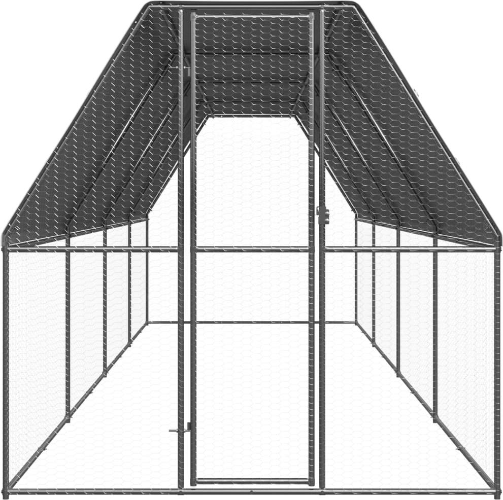 vidaXL Outdoor-Hühnerkäfig 2x8x2 m Verzinkter Stahl