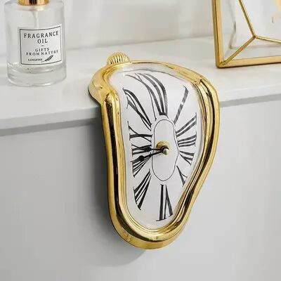 Daily Discovery Surreal Melting Wall Clock Dali Style Clock Unique Home Decor gold1