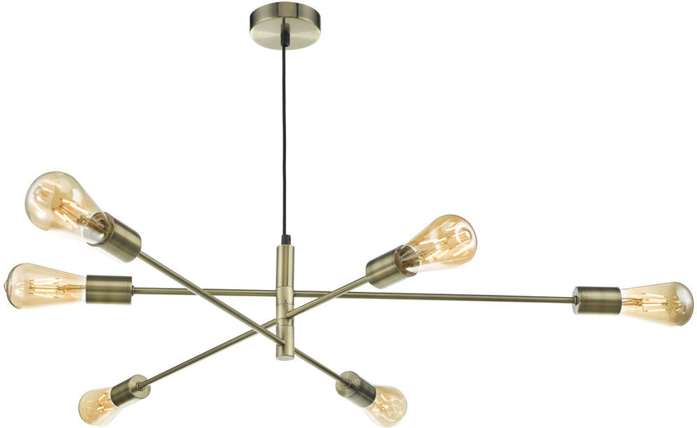 George Oliver Klos 6 - Light Sputnik Chandelier Antique Brass 96cm W X 96cm D