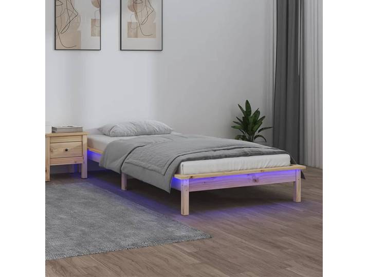 vidaXL Massivholzbett mit LEDs 100x200 cm