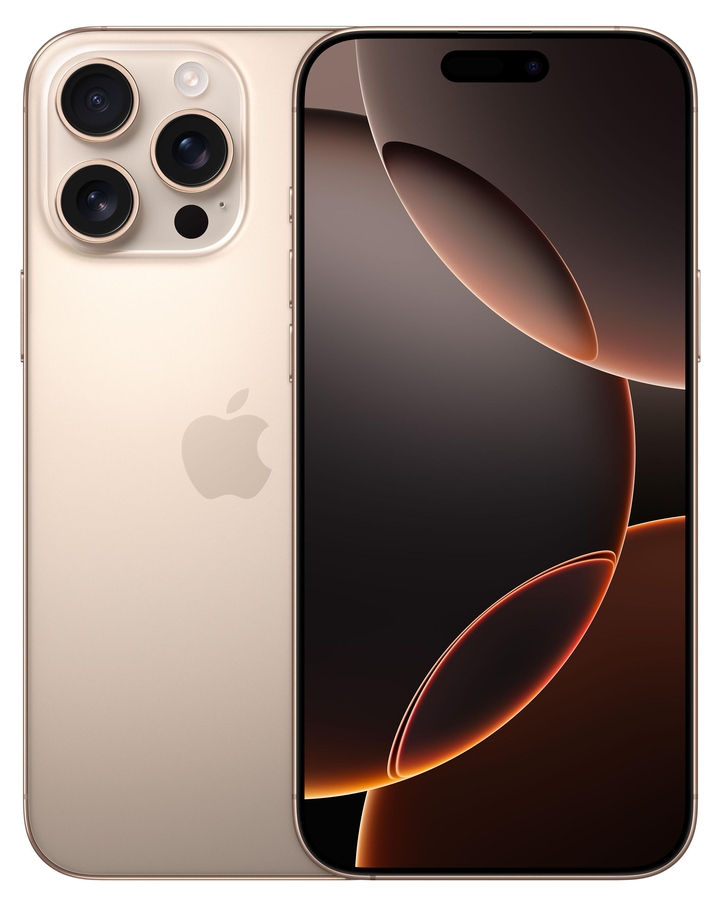 Apple iPhone 16 Pro Max, 256GB, Titan Wüstensand, Titan Wüstensand, 256GB, 6,9", 4,5 - 30 W USB PD,