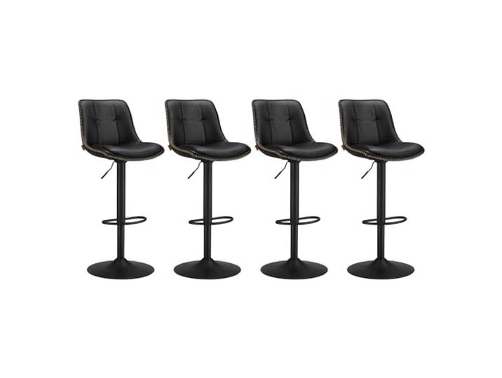 VASAGLE 4er Set Barhocker, Höhenverstellbar, Schwarz Ergonomischer Drehhocker, Barstuhl mit Lehne, PU-Leder, für Küche und Bar, MONNI Kollektion