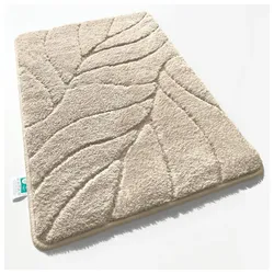 Floordirekt Badematte   Maris   Flauschiger Badvorleger mit Blattstruktur   Ivory