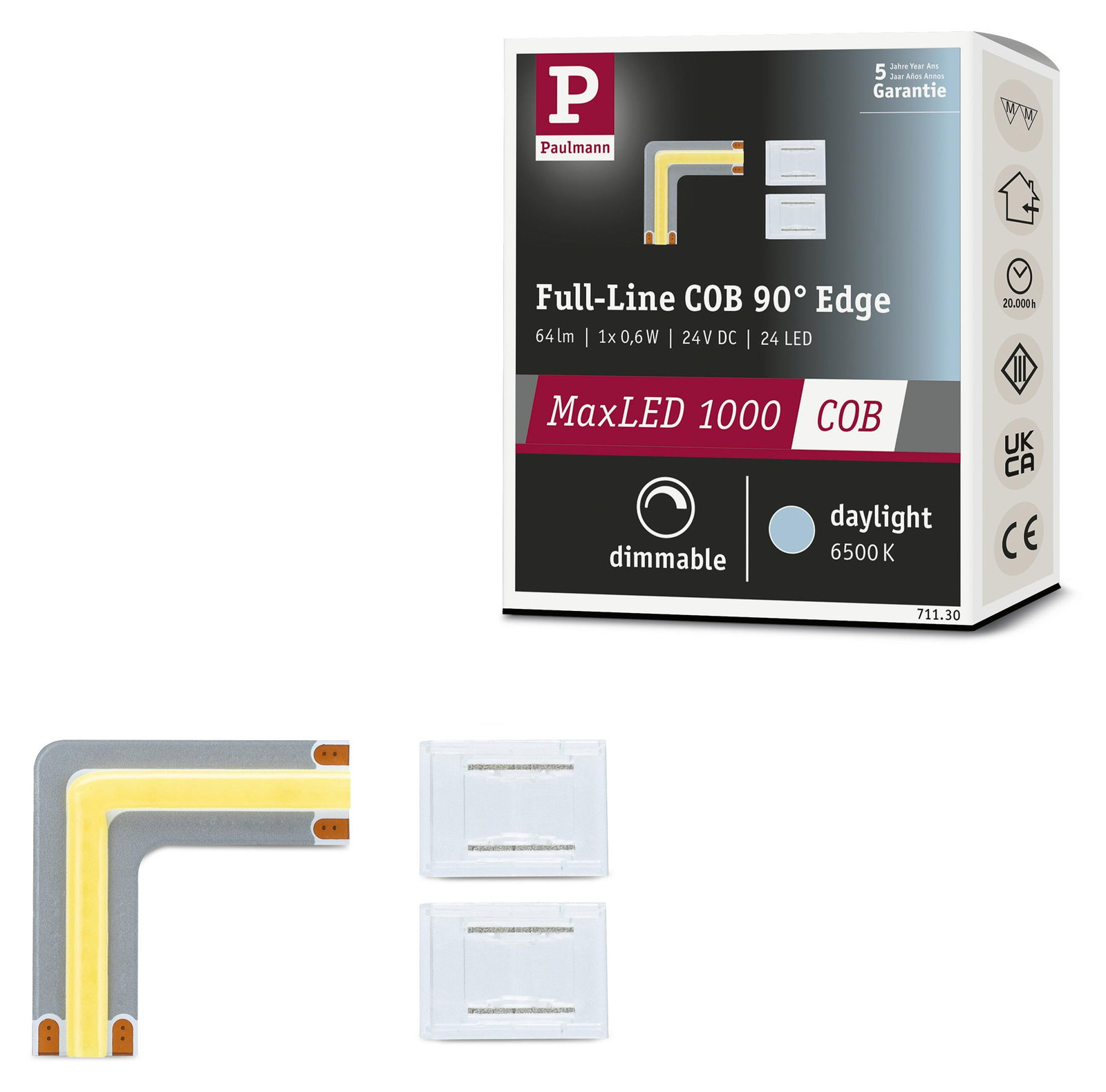 Paulmann MaxLED 1000 LED-strip full-line COB met 90° hoekstuk