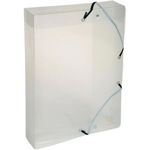 Exacompta Heftbox Crystal, 5982E, aus Kunststoff, A4, 6 cm Füllhöhe, transparent, Verschluss mit Gummizug