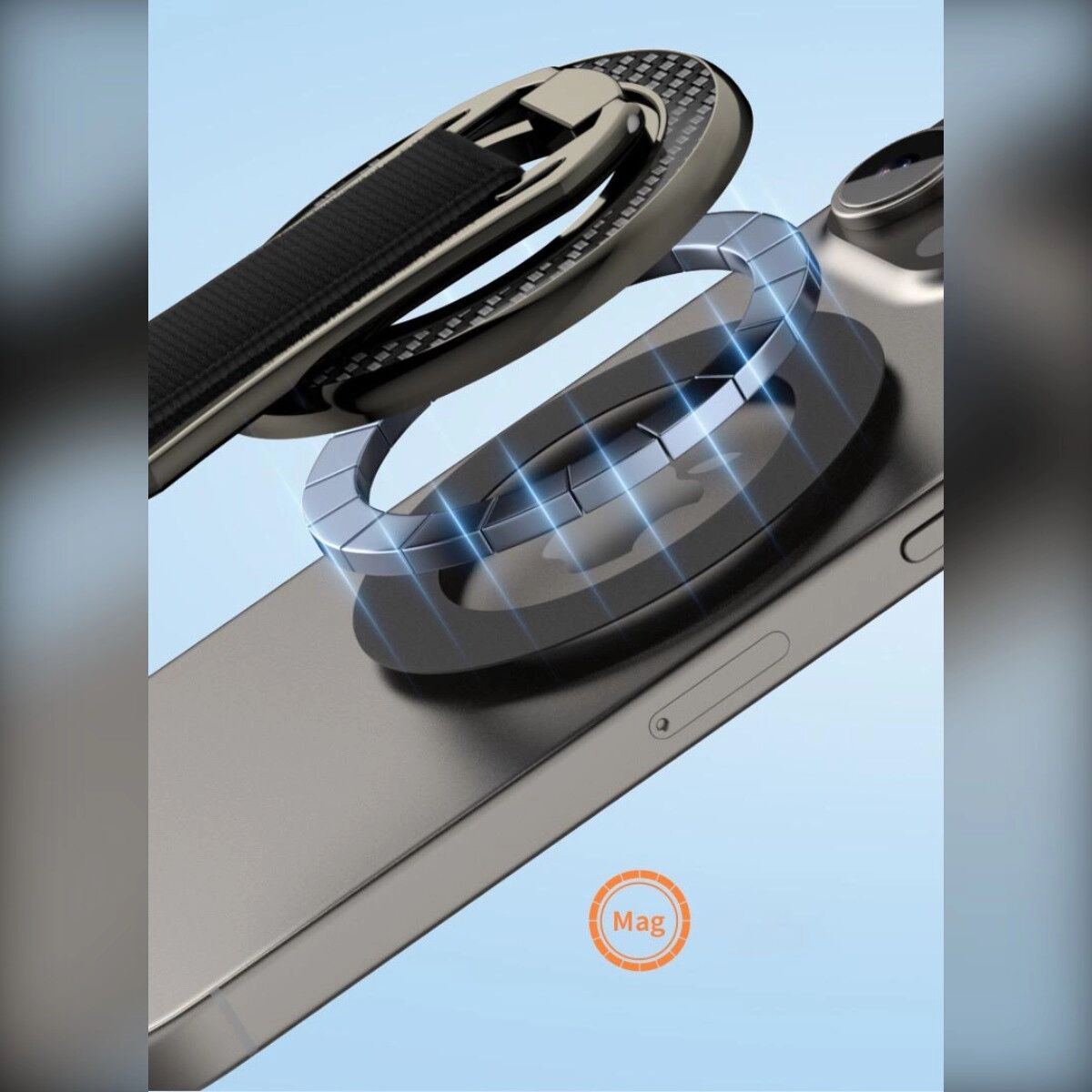 INF Magnetischer Ring-Handyhalter, kompatibel mit MagSafe, mit Handschlaufe, 360°-Drehung und 180°-Tischständer Grau
