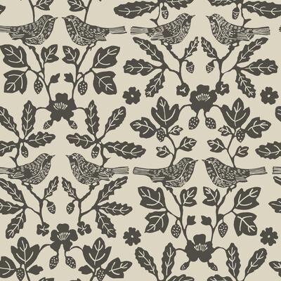 Erin & Ben Co. Erin & Ben Linen & Charcoal Sparrow & Oak Peel and Stick Wallpaper