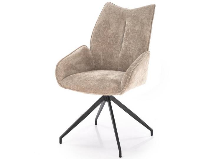Chaise Design Pivotante En Tissu Beige Nadia