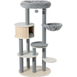 Wiltec Urban Studio 163cm Kratzbaum grau Katzenbaum Katzenkratzbaum Kletterbaum (163 cm, Braun, Grau), Katzenbaum
