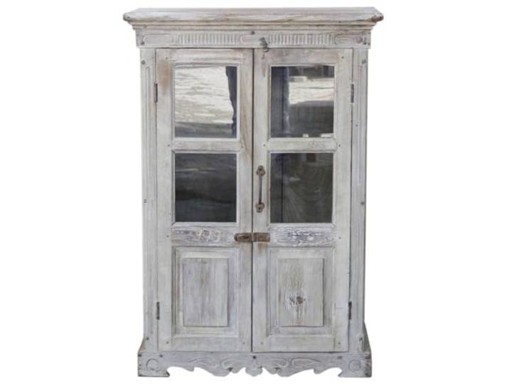 Beistellschrank mit Glastür, Kommode, Nachttischschrank, Modell 1 Kompakte Größe, ideal für Antik- und Kolonialstil, massives Design, vielseitig einsetzbar, schöner Hingucker.