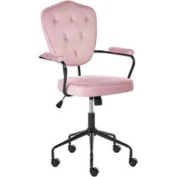 SCHREIBTISCHSTUHL Samtstoff Pastellrosa Velisse