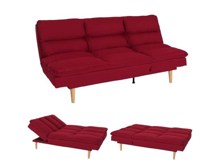 Mendler Schlafsofa HWC-M79 180x110cm Stoff/Textil - bordeaux Gästebett, Schlafcouch, Couch, Sofa, Schlaffunktion, Liegefläche