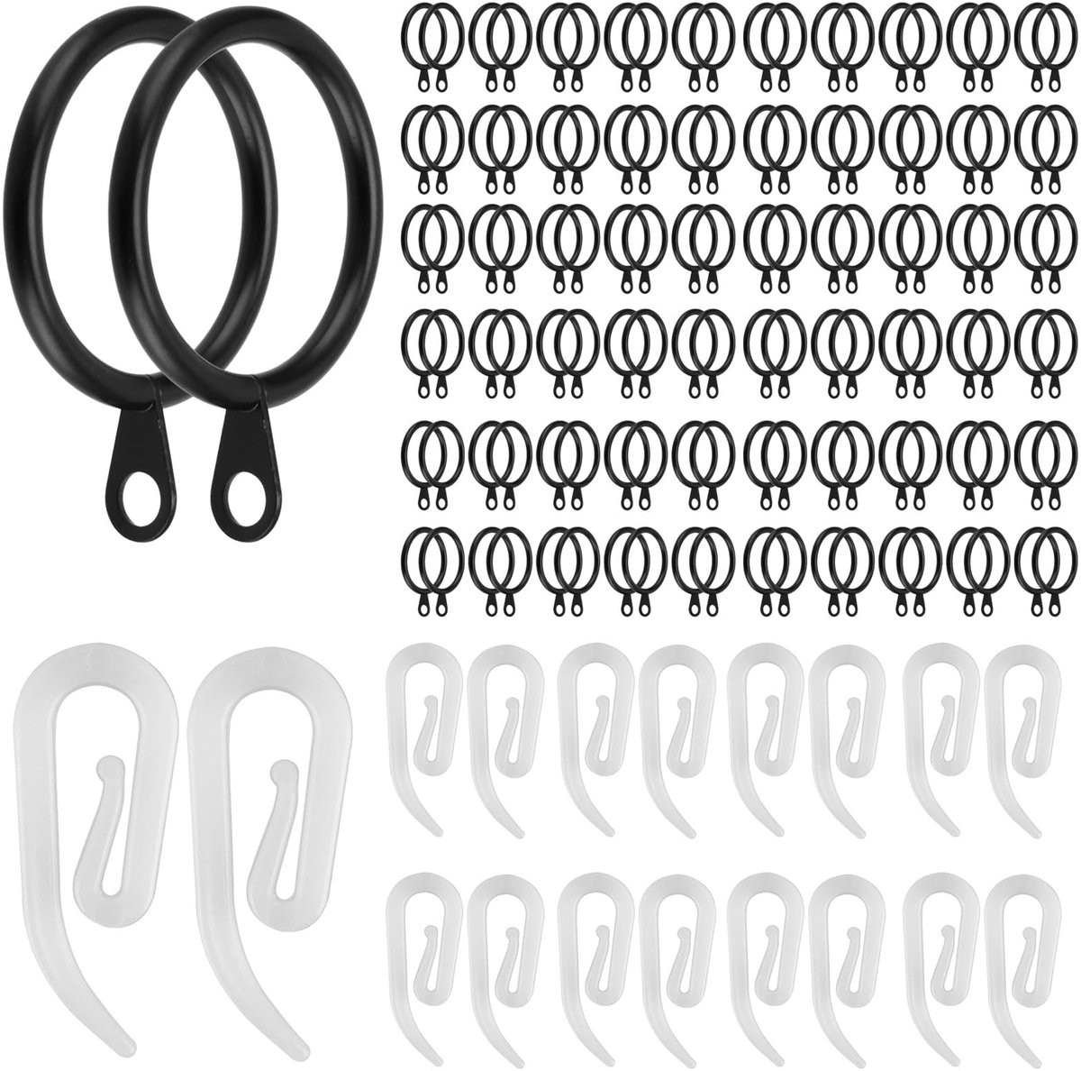 Set van 150 metalen gordijnringen en haken van Dailygoods