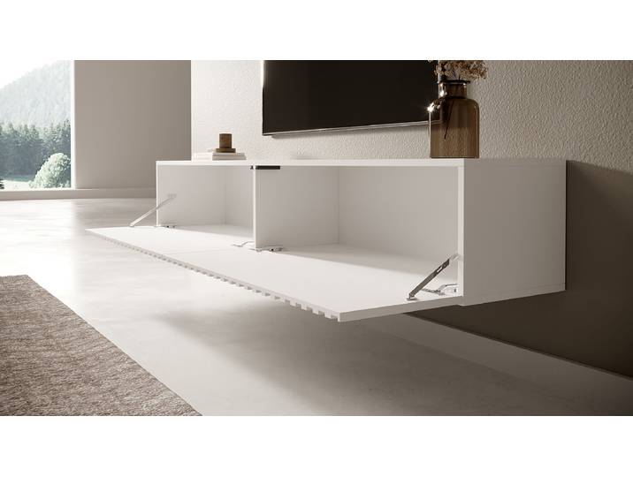 Hänge-Lowboard Telire Spanplatte, beschichtet Weiß/Weiß 175cm