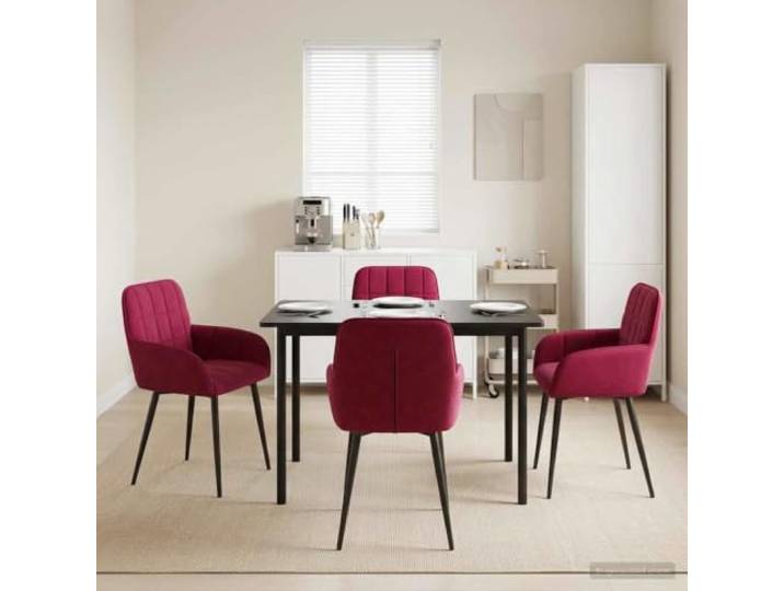 HGPOTUY Esszimmerstühle 4er Set Samt Weinrot 56,5 x 50 x 86 cm Mit Armlehnen, Metallbeine, Ergonomische Neigung, Pflegeleicht, Für Esszimmer