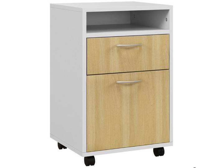 YWJ Armoire Bureau Mobile Tiroir Placard Roulettes Support Imprimante Studio 40x35x60cm Blanc Naturel