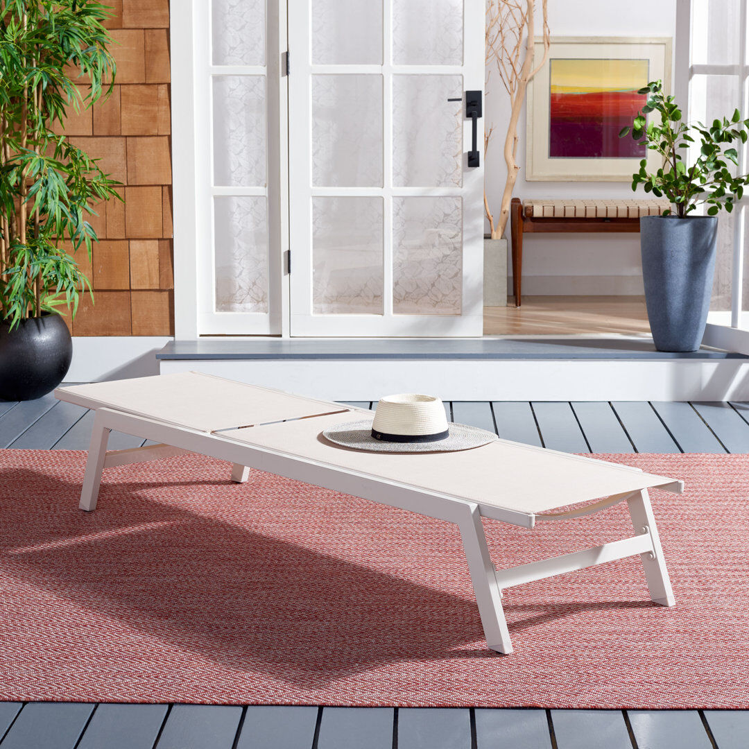 Dakota Fields Caela Outdoor Chaise Sunlounger Beige 90.5cm H X 59cm W X 59cm L