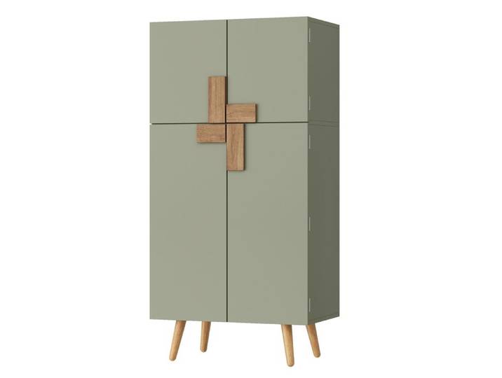 Armoire de Cuisine Armoire Haute avec 4 Portes Meuble de Rangement avec 4 Portes étagères Réglables Buffet Salle à Manger Vert