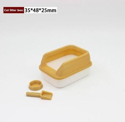 Uplifted Finds Artisan Pet Sanctuary Miniatures   3 Piece Cat Litter Box & Accessory Set   Executive Studio & Zen Sanctuary Decor khaki