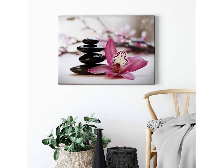 Tableau déco Japanese Orchid Floral Polyester PVC / Épicéa Rose foncé 70 x 50cm