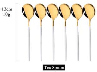 Modern Mode Marketplace White Gold Stainless Steel Spoons Tea & Dessert Set gold