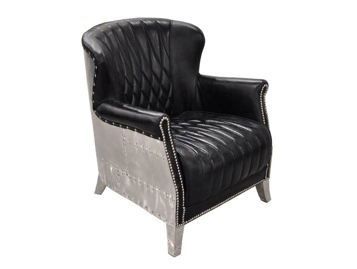 Sessel Vintage Sessel BR Collection Captain, 73.0 x 78.0 cm, Schwarz, Neu, Eleganz & Komfort - Ideal für entspannte Stunden