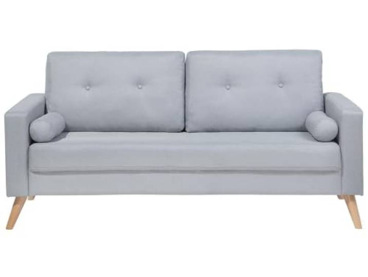 Beliani Modernes Sofa Hellgrau mit Zierkissen 2-Sitzer Retro Stil Polsterbezug Kalmar
