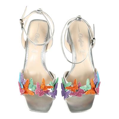 High-Heel-Sandalette BUFFALO "Buffalo Buffalo April", Damen, Gr. 40, silber, multi, Polyurethan, Schuhe