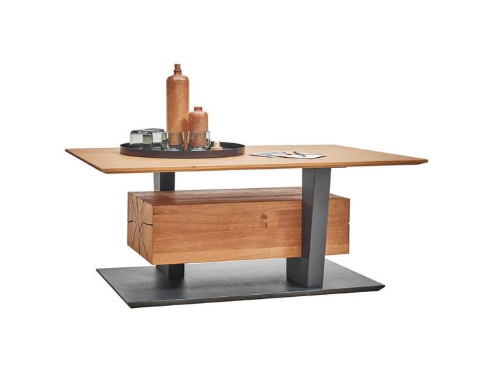 Valnatura Couchtisch, Eiche, Holz, Kerneiche, massiv, rechteckig, Kufe, Bodenplatte, 70x45x110 cm, Goldenes M, Dgm, Stauraum, Wohnzimmer, Wohnzimmertische, Couchtische, Couchtische mit Stauraum
