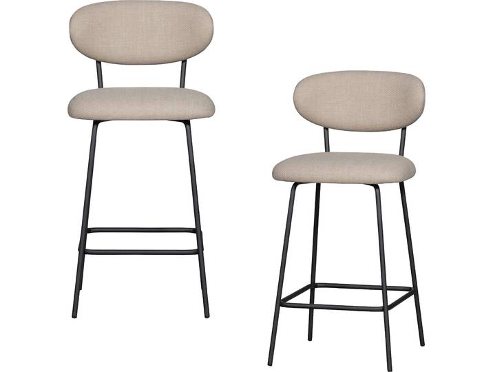 Barhocker WOOOD Kjeld mit Base-Gewebtem Bezug und Metallgestell B 46 x T 52 x H 93 cm , beige (natur), B:46cm H:93cm T:52cm, Hocker, Barhocker, Gewebter Bezug mit 3D Melange-Effekt, Tragkraft 120 kg, Pfleigleicht