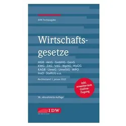 Wirtschaftsgesetze, 38. Auflage, Fachbücher von Institut der Wirtschaftsprüfer in Deutschland e.V.