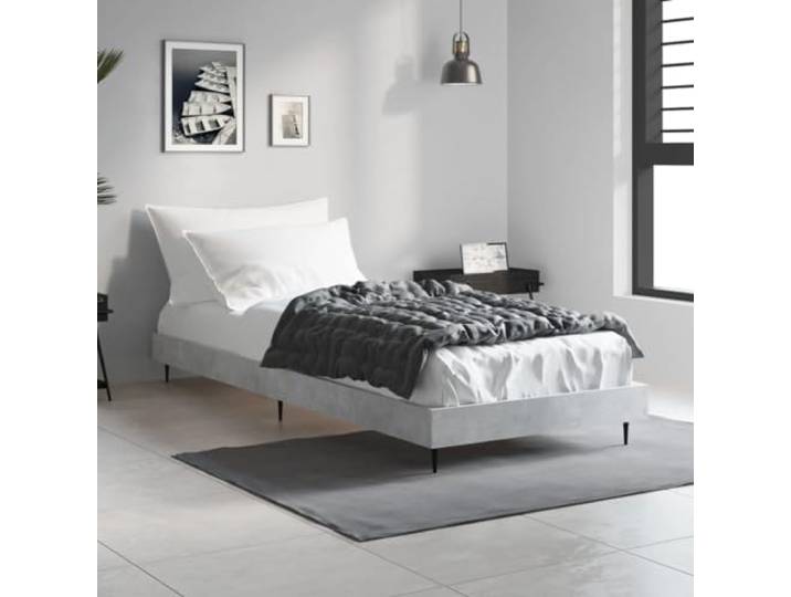 YNGBHFNOP Holzwerkstoff Stabilität Schlafzimmer Metallbeine 75x190 cm Grau Bettgestell Betongrau 75x190 cm Holzwerkstoff mit Metallbeinen Stabil Schlafzimmer Bett Lattenrost Ohne Matratze