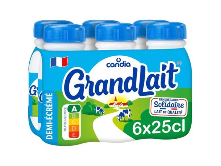 CANDIA Lait demi-écrémé pack 6 x 25cl