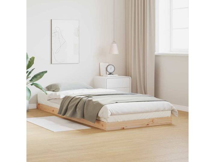 vidaXL Bodenbettgestell Natur 100 x 220 cm Massives Kiefernholz