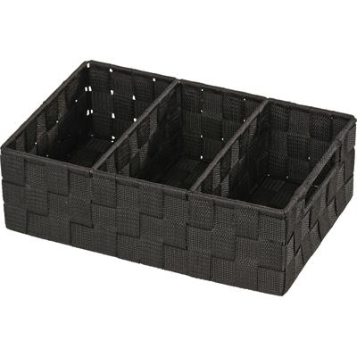 Organizer WENKO "Adria", schwarz, B:32cm H:10cm T:21cm, Polypropylen, Aufbewahrungsboxen, mit Griff, 3 Fächer