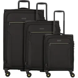 D&N Travel Line 9704 4 Rollen Kofferset 3-teilig mit Dehnfalte, Koffer, Schwarz
