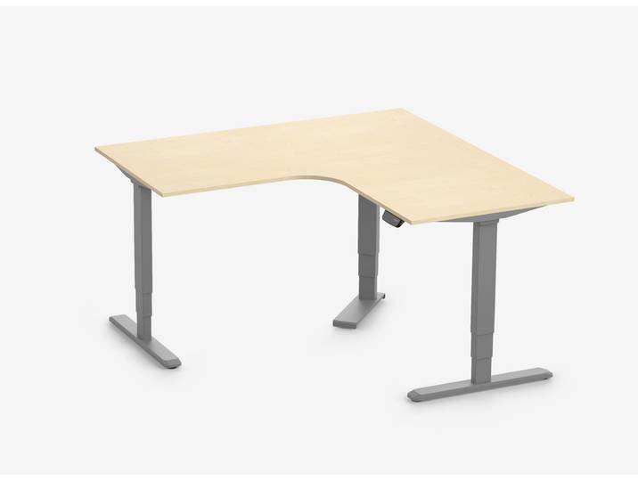 Primus Eckschreibtisch, Gestell Grau, Tischplatte 1800/800 x 1780/800 Birke