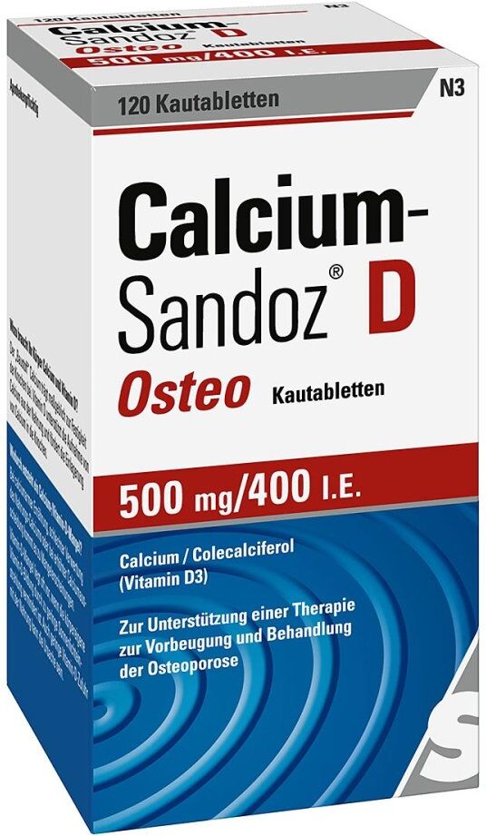 Calcium Sandoz Calcium-Sandoz® D Osteo Kautabletten 500mg/400 I.E. 120stk