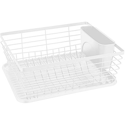 Geschirrständer WENKO "Modell Drip", weiß, B:36cm H:15cm T:30cm, Kunststoff, Metall, Geschirrständer, Geschirrabtropfer mit abnehmbarem Besteckkorb und Abtropfschale