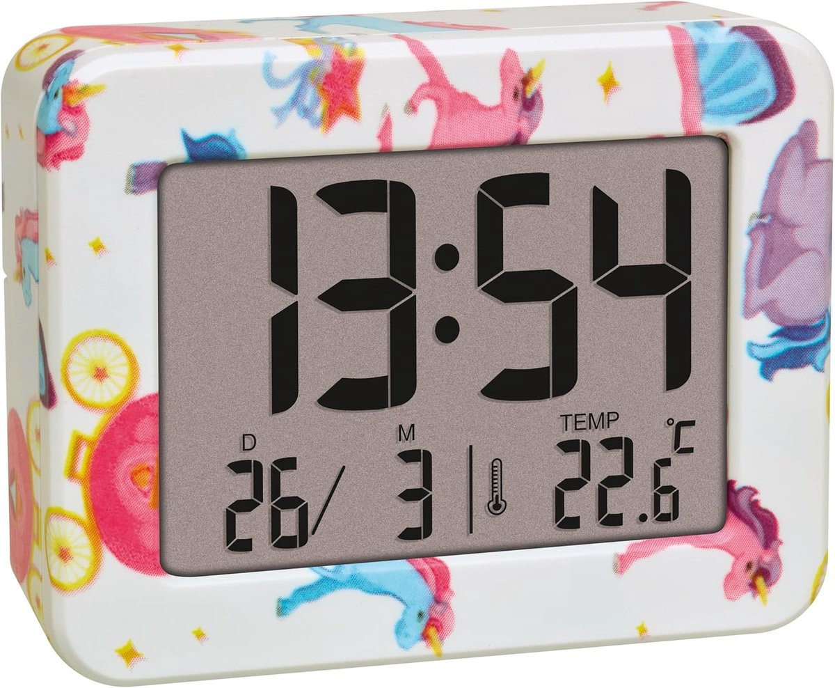 Mini Kinderwekker Eenhoorn met Temperatuur en Datum