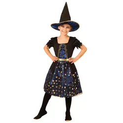 Kinder-Kleid "Zauberin", dunkelblau/schwarz/gold