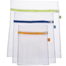3-tlg. Wäschesack-Set mit Reissverschluss - Schutz für Feinwäsche, Dessous & Babykleidung bis 40°C - Wäschenetz in 3 Grössen, 53x46, 46x35, 35x27 cm