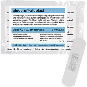 Söhngen Pflaster Aluderm Aluplast 1009166, 10 Strips, wasserfest, sensitiv, atmungsaktiv, 7,2 x 1,9 cm