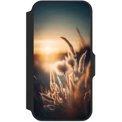 Nivocase Klapphülle für Apple iPhone 13 Mini Handyhülle aus Kunst Leder NIVOflip schwarz Natur Sonne (Apple iPhone 13 mini), Smartphone Hülle, Schwarz