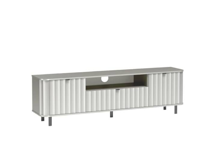 Komodee TV-Schrank SECHELT - Weiß - Gefräste Fronten - Metallbeine - Schublade - 196 x 57 x 41 cm